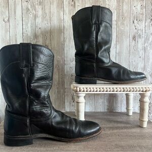 Justin Roper Men's Black Leather Boots Western 8